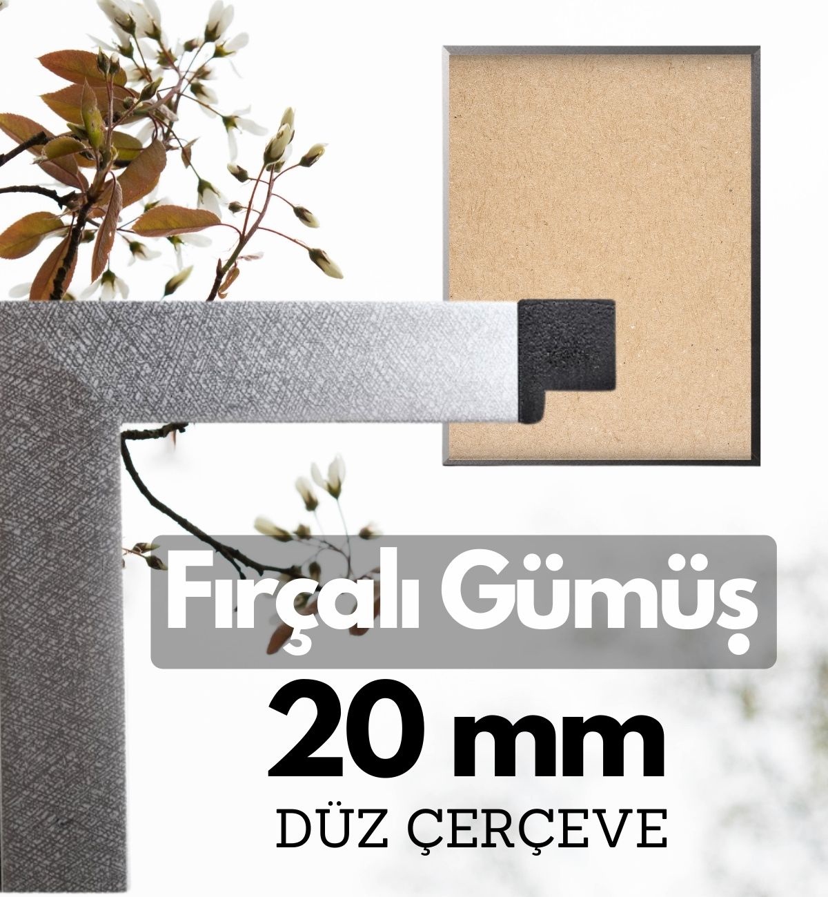 20 mm Çerçeve - FIRÇALI GÜMÜŞ