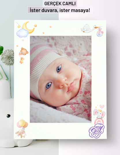 My Girl Konsept Çerçeve Hediyelik Kız Bebek Çocuk Özel Gerçek Cam ayaklı-duvara