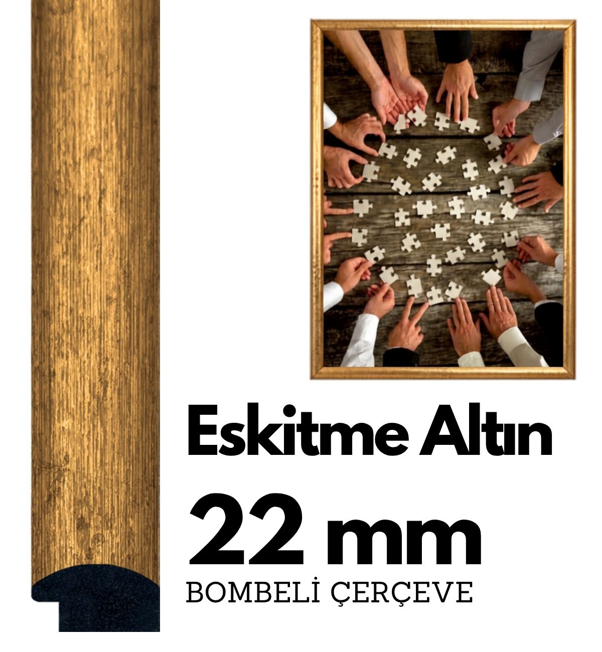 22 mm Bombeli Çerçeve - Eskitme Altın