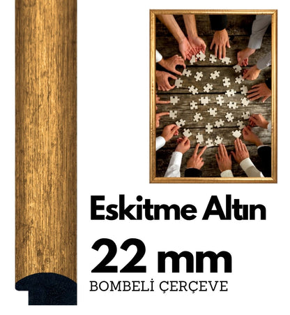 22 mm Bombeli Çerçeve - Eskitme Altın
