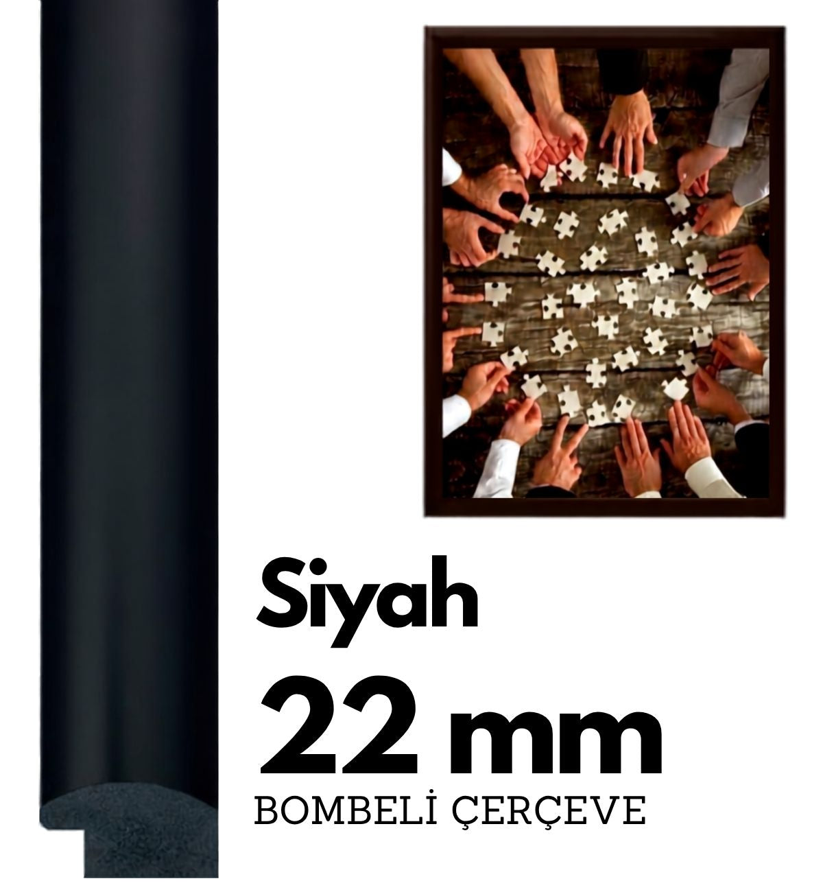 22 mm Bombeli Çerçeve - Siyah